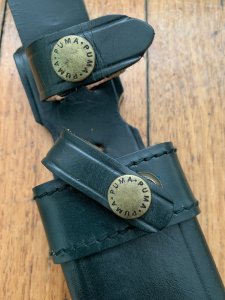 Puma Knife Sheath: Puma Original Rare 2007 Waidblatt Dark Green Leather Knife Sheath