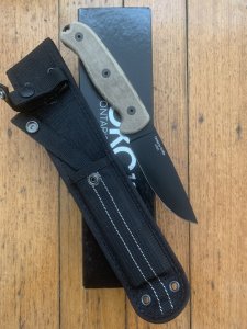 Ontario 2021 Ranger Series TAK-1 with Oat Brown Micarta Handle and Nylon Tactical Belt Sheath