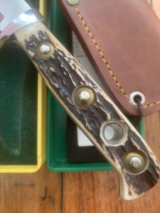 Puma Knife: 1997 Puma Mint condition Bowie knife with Stag Antler Handle in original Box