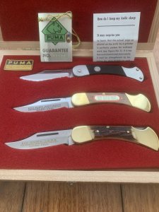 Puma Set of 3 - 1980 Folding Knife Set in Puma Display Box