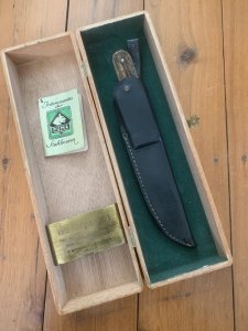 Puma Knife: Puma 1967 ForsterNicker Knife with Stag Handle & Original Wooden Box #84607