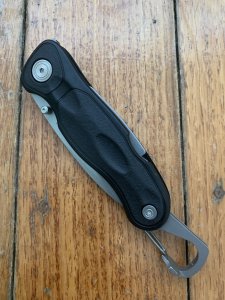 Leatherman USA Fine Edge Black Handled Liner Lock Folding Knife