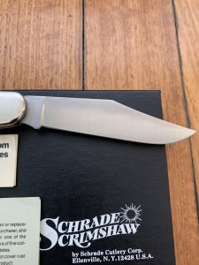 Schrade Vintage Limited Edition SC500 USA-Made Scrimshaw Large Moose Folding Knife, Box and Leather Pouch