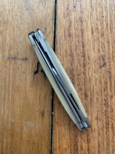 Bear & Son Medium Sized 3-Blade Pocket Knife with Yellow/White Bone Handle