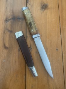 Puma Knife: Puma Vintage Pre-64 USED 3573 Boot Knife with Stag Handle & Custom Sheath