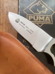 Puma Knife: Puma Very Rare 2002 'WIND' Skeleton Knife in Leather Sheath