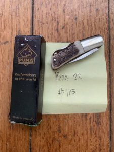 Puma Knife: Puma German 2006-115 Micro Folding Knife with Stag Antler Handle and Box