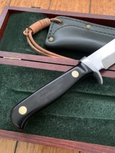 Puma Knife: Puma 1990 African Wildlife Collection 'Big Horn Ram' Bowie Knife with Ebony Handle Display Box and Warranty 125/200