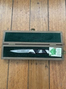 Puma Knife: Puma 1990 Asian Wildlife Collection 'Big Horn Sheep' model SATELITE Folding Knife with Ebony Handle Original Box and matching Warranty #169/200
