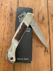 Puma Knife: Puma 2007 SATELLITE Folding Knife with Stag Antler Handle in Original Box