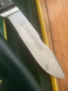 Puma Knife: Puma 1984 ForsterNicker Knife with Stag Handle & Green & Yellow Box #40482