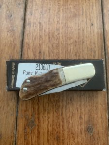 Puma Knife: Puma German 2010 Micro Folding Knife with Stag Antler Handle and Box