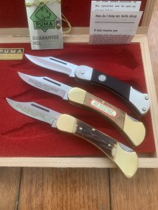 Puma Set of 3 - 1980 Folding Knife Set in Puma Display Box