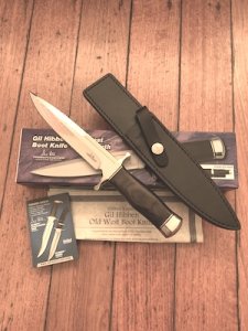 United Cutlery Gil Hibben Old West Boot Knife with Black Leather Sheath