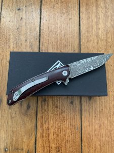 Puma Knife: Puma Tec Sandalwood One Hand Opening Damascus Folding Liner Lock Knife