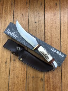 Linder Classic Skinner with 6" Carbon Upswept Steel Blade and Stag Antler Handle