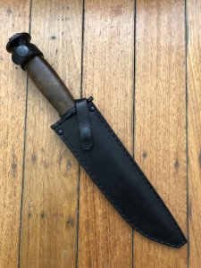 Kizlyar Knife: Kizlyar Original DV2 Military Knife with Caucasian Walnut Handle and Leather Sheath #2641