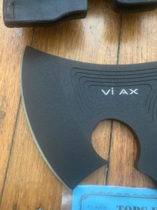 TOPS KNIVES: VI AX Viking Axe Solid 1075 Steel Black linen Micarta Handle & Case