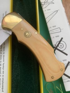Puma Knife: Puma Original 1982 4 Star Folding Lock Blade Knife with Ivory Micarta Handle in Original Box #16281