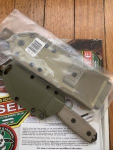 ESEE Knives- ESEE-3 Knife with Ivory Beige Micarta Handle & OD Green Kydex Sheath