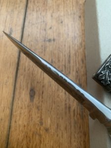 German Knife: 1970'-80's  Integral Jagdnicker Knife with Carved Stag Handle & Sheath