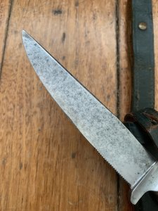 Puma Knife: 1950's 'USED' Jagdnicker Knife with Stag Handle In Original Forest Green Sheath