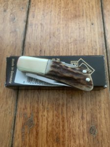 Puma Knife: Puma German 2010 Micro Folding Knife with Stag Antler Handle and Box