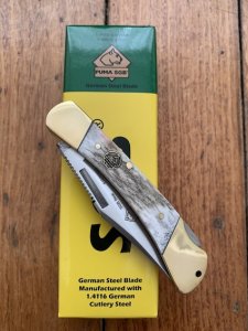 Puma SGB Knife: Puma SGB Stag Handled Bear Folding Pocket Knife