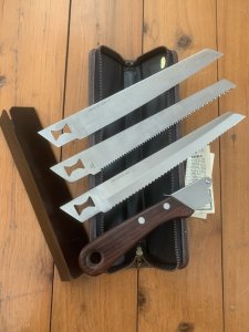 Kershaw Knife: Vintage 1980's KERSHAW KAI CAMP KIT  Japanese 3 Blade Knife Set with Wood Handle & Case