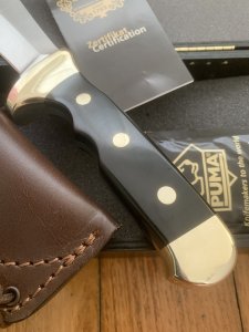 Puma Knife: Puma Rüdemann 40 with Black Micarta Handle in Sheath & Custom Wooden Box