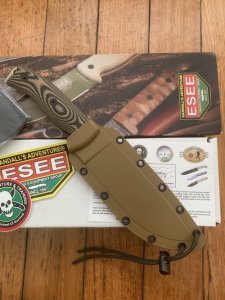 ESEE Knives- ESEE-6 Knife with Coyote/Dark Brown G10 3D Handle Desert Tan Plain Edge Blade and Coyote Kydex Sheath