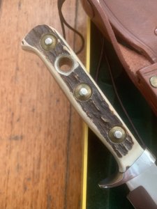 Puma Knife: 1997 Puma Mint condition Bowie knife with Stag Antler Handle in original Box