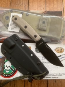 ESEE Knives- ESEE-4 HM Knife with Ivory Beige Micarta Handle & Black Kydex Sheath