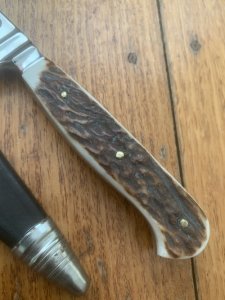 1970's Hubertus Solingen Jagdnicker Knife with Deer Antler Handle & Sheath