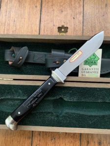 Puma Knife: Puma 1990 European Wildlife Collection 'ROE Deer Buck' Jagdnicker Knife with Ebony Handle Display Box and Warranty 169/200