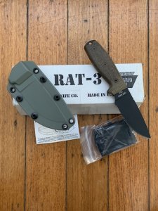 Ontario Ranger Series RAT-3 Part Serrated with Micarta Handle and Tactical Belt Sheath