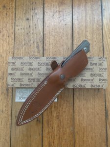 LionSTEEL Italy. Model B41-1 CVG Green Canvas Micarta Handle with Leather Sheath
