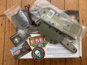 ESEE Knives- ESEE-3 Knife with Ivory Beige Micarta Handle & OD Green Kydex Sheath