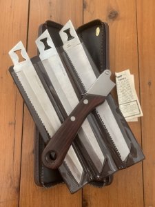Kershaw Knife: Vintage 1980's KERSHAW KAI CAMP KIT  Japanese 3 Blade Knife Set with Wood Handle & Case