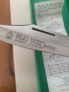 Puma Knife: Puma 1995 Trail Boss/Emperor 975 Folding Knife with Jacaranda Handle Original Box #25591