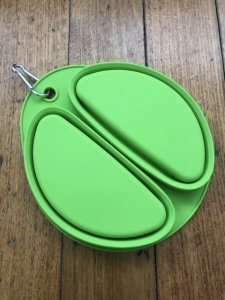 Collapsible Food Grade Silicone Compact Dog Food Bowl or Water Bowl in Green