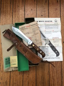 Puma Knife: Puma Rare 1968 Jacaranda White Hunter Knife with Original Box Paperwork & Receipt #76582