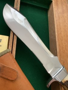 Puma Knife: Puma Pre-64 Rare White Hunter with Stag in Original Sheath & Wooden Box