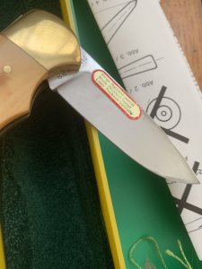 Puma Knife: Puma Original 1982 4 Star Folding Lock Blade Knife with Ivory Micarta Handle in Original Box #16281