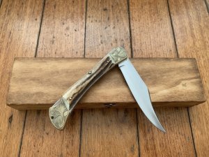 Puma Knife: Puma 1975 Special Edition Emperor 915 Folding Knife with Stag Antler Handle in Puma Wooden Box