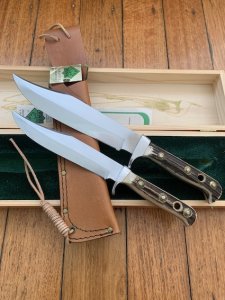 Puma Knife: Puma 1991 116376 Big Big Bowie knife with Stag Antler Handle in original Wooden Box & Warranty