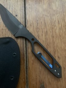 USA Made Nemesis 2-Zero (NK-14) Small Black/Grey Anodised NECK/BOOT KNIFE