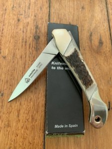 Puma Knife: Puma 2007 SATELLITE Folding Knife with Stag Antler Handle in Original Box