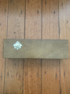 Puma Knife: Puma Original 1980's-90's 4 Star Fixed Blade Knife with Black Micarta Handle-Tan Sheath in Original Wooden Box