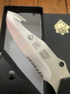Puma Knife: Puma Rare 132001 2002 Huntac Tactical Survival Knife with Gut Hook in Original Box